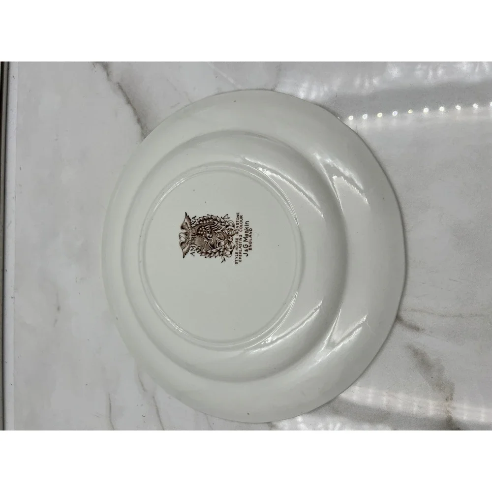 J&G Meakin Americana Brown Transferware 10 Inch Dinner Plate Style House England